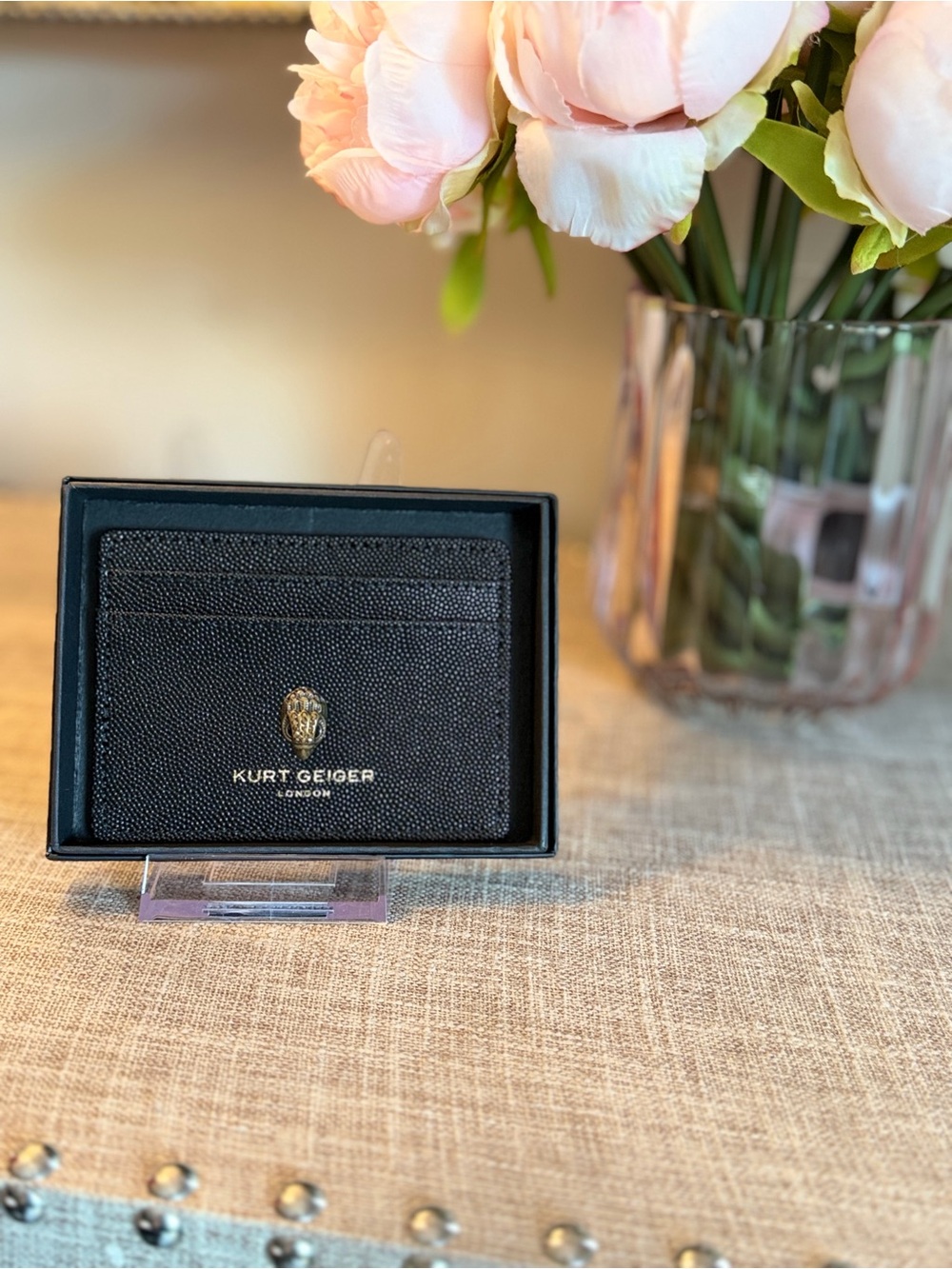 NIB Kurt Geiger Black Leather eagle 🦅 head Card Holder